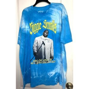 BIGGIE SMALLS "MO MONEY MO PROBLEMS " TIE DYE BLUE T SHIRT XL
